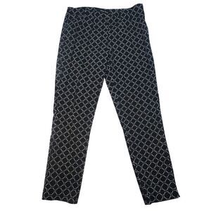 Amanda + Chelsea Pants 8 Black White Geometric Print Preppy Professional Slacks